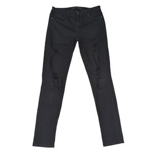 Joe's Jeans The Icon Mid Rise Skinny Ankle Black Distressed Ripped Womens 29‎